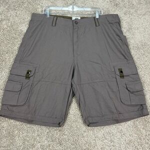 Old Mill Mens Cargo Shorts Size 38 Cotton Gray Rip-Stop Charcoal Casual Outdoor‎